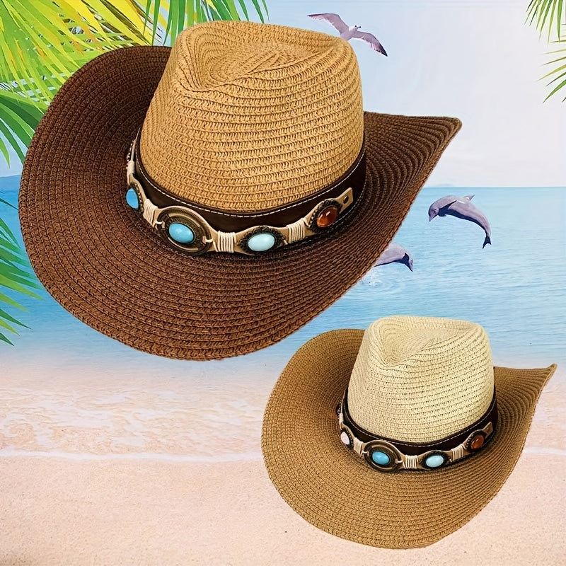 Casual Sunshade Straw Hat for Spring Summer Travel Unisex