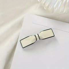 Glossy Bow Barrette Contrast Trim Hair Clip for Women and Girls
