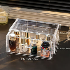 Clear Desktop Makeup Organizer With Drawers Dustproof Vanity Organizer