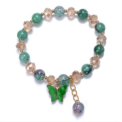 Beaded Butterfly Charm Bracelet Glass Sweet Jewelry Gift Yoga Meditation