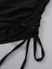 Solid Drawstring Side Pants Plus Size