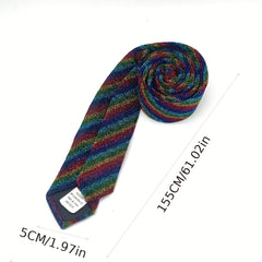 Men's Rainbow Striped Pattern Tie Holiday Birthday