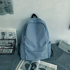 Large Capacity Preppy Backpack Dacron Lightweight School Campus Daypack