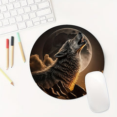 Indian Wolf Round Mouse Mat Mouse Pad with Non Slip Rubber Base - Small Size