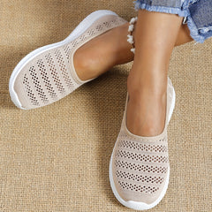 Women's Hollow Out Knit Flat Shoes Slip On Mesh Lightweight Casual Outdoor Shoes