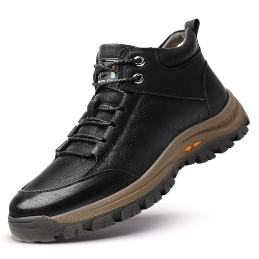 Men's Fuzz-lined Hiking Boots Lace-up Casual Walking Shoes
