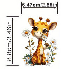 Giraffe Iron On Patch Flower Sticker DIY Heat Press Transfer HTV Vinyl Decal