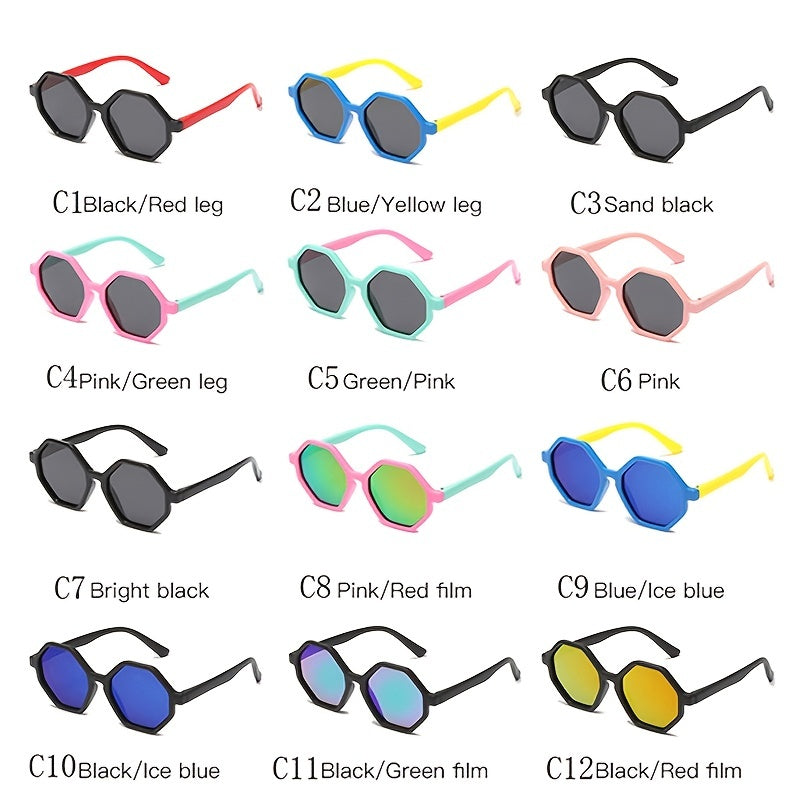 Kids Polarized Sunglasses Round Hexagon Frame TR90 UV400