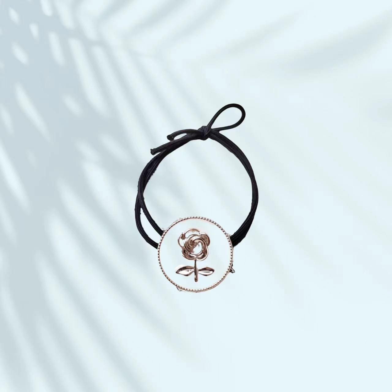 Metal Flower Head Tie High Elasticity Rubber Band Hair Tie