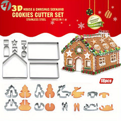 28pcs 3D Christmas Cookie Cutters Set - Xmas Stainless Steel