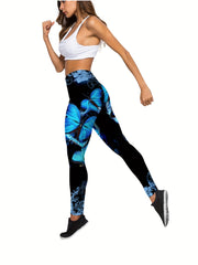  Butterfly Print Tank Top & Leggings Fitness Set