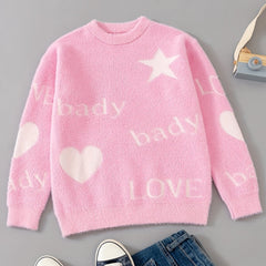 Girls' Knitted Pullover Soft Fleece Warm Sweater