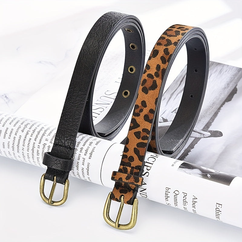 Leopard Print PU Belt Unisex Casual Pin Buckle Belt