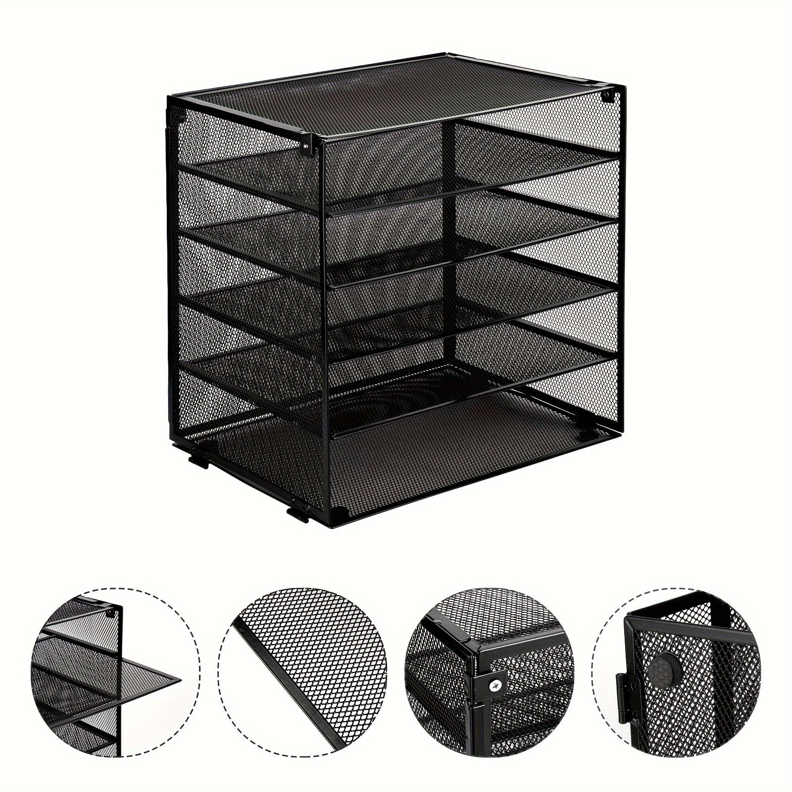 Grid Desktop Document Organizer 5 Tray Paper Organizer For Office And Home
