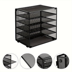 Grid Desktop Document Organizer 5 Tray Paper Organizer For Office And Home