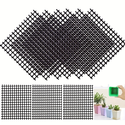 50pcs Plant Pot Mesh Pad Bonsai Pot Bottom Grid Mat Plant Drainage Screens