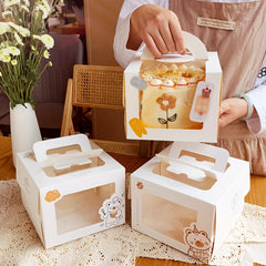 4 inch Small Cake Packaging Box Mousse Pastry Cartoon Window Box