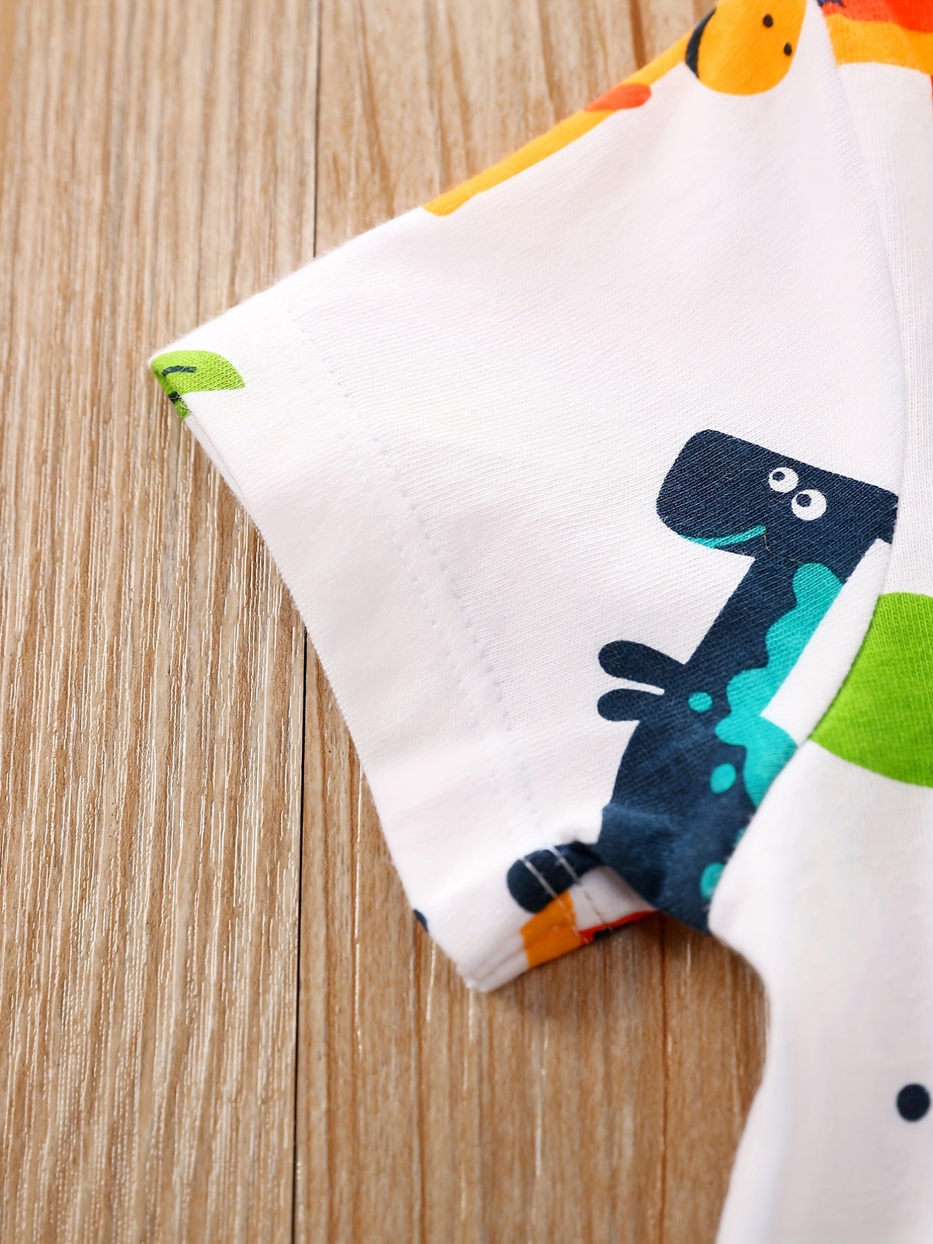 Dinosaur Print Cotton Short Sleeve Romper Jumpsuit
