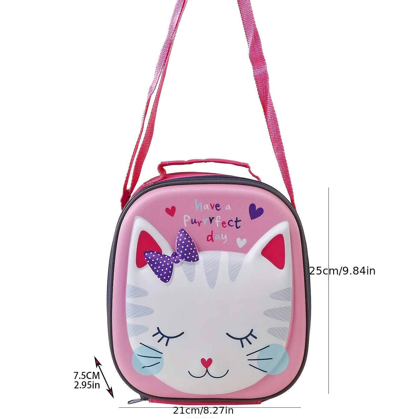 3D Cartoon Cat Pattern Insulated Lunch Bag for Teens and Workers