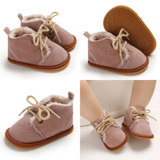 Soft Warm Fleece Lace Up Shoes for Baby Girls