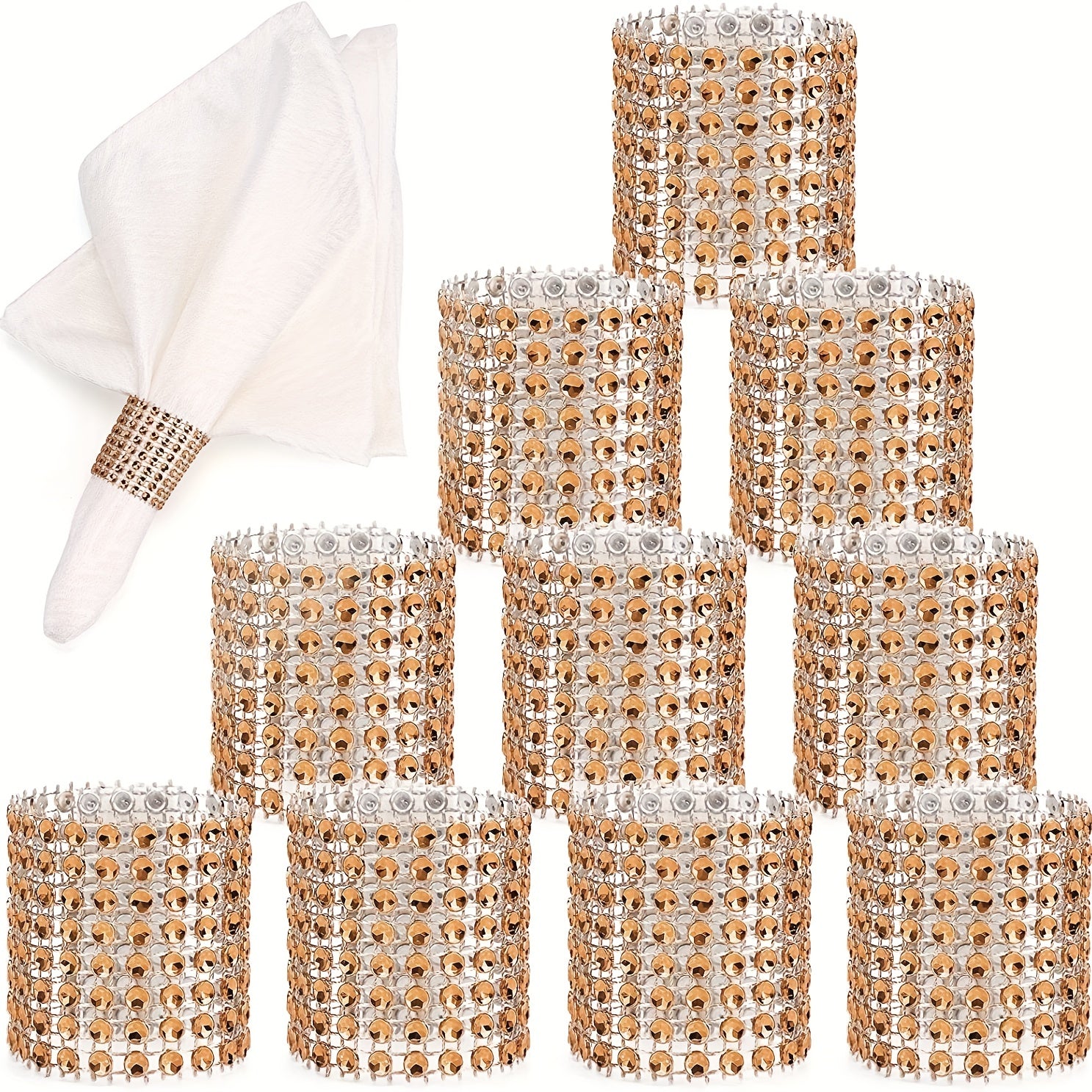 6pcs Rhinestone Napkin Rings for Parties, Weddings, and Gatherings