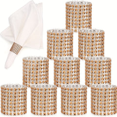6pcs Rhinestone Napkin Rings for Parties, Weddings, and Gatherings