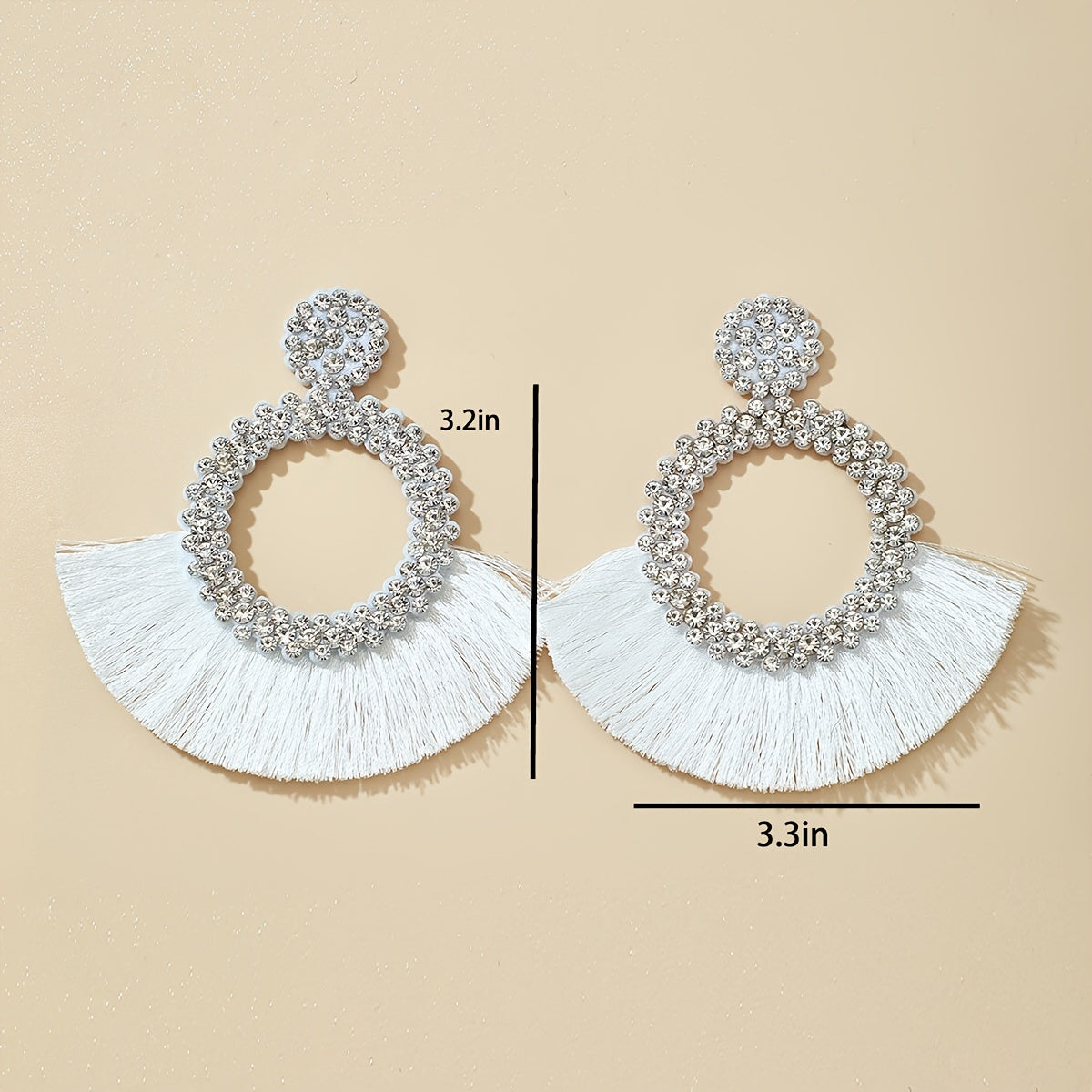 Rhinestone Tassel Drop Earrings Statement Dangle Earrings