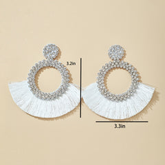 Rhinestone Tassel Drop Earrings Statement Dangle Earrings