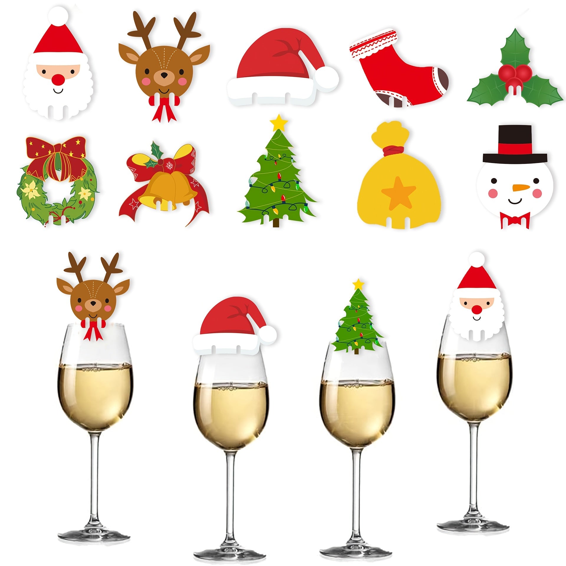 100pcs Christmas Theme Wine Glass Decoration Cards