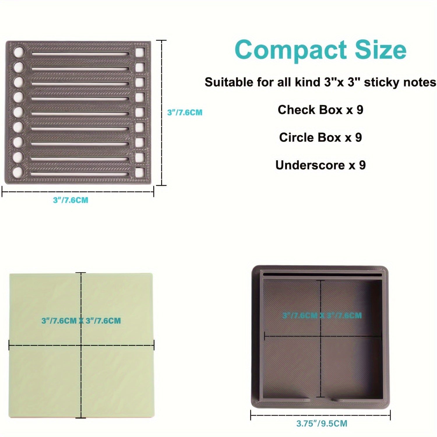 Sticky Note Holder with Stencil Sticky Note Dispenser 3x3 Self Sticky Note Pads