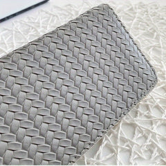 Chic Woven Clutch Wallet Zip Around Closure Coin Purse Money Clip