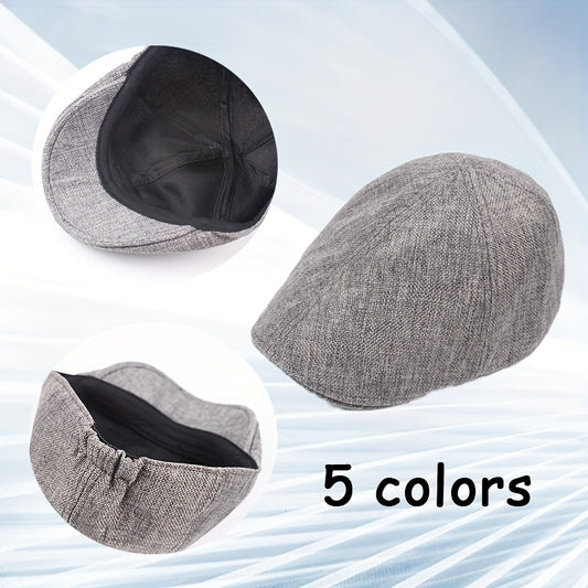 Men Summer Breathable Beret Soft Cotton Linen Hat Vintage Newsboy