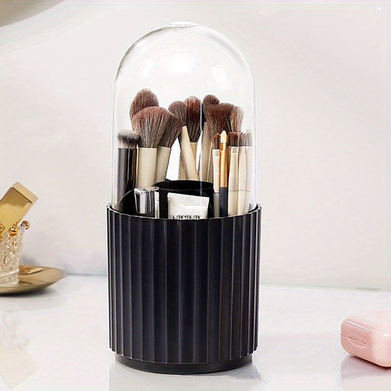 360 Degree Makeup Brush Storage Box PET PP Dustproof Vanity Lipstick Shelf