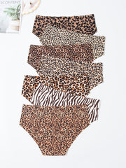 7pcs Seamless Leopard Briefs Stretchy Intimates Panties
