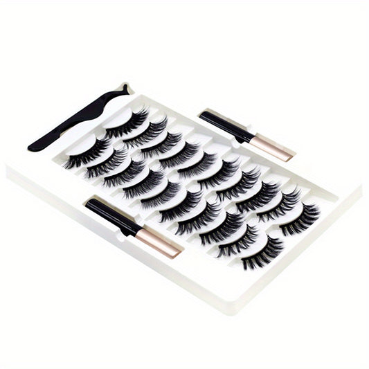 10 Pairs Magnetic False Eyelashes 3D Faux Mink Magnetic Lashes Set