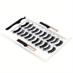 10 Pairs Magnetic False Eyelashes 3D Faux Mink Magnetic Lashes Set