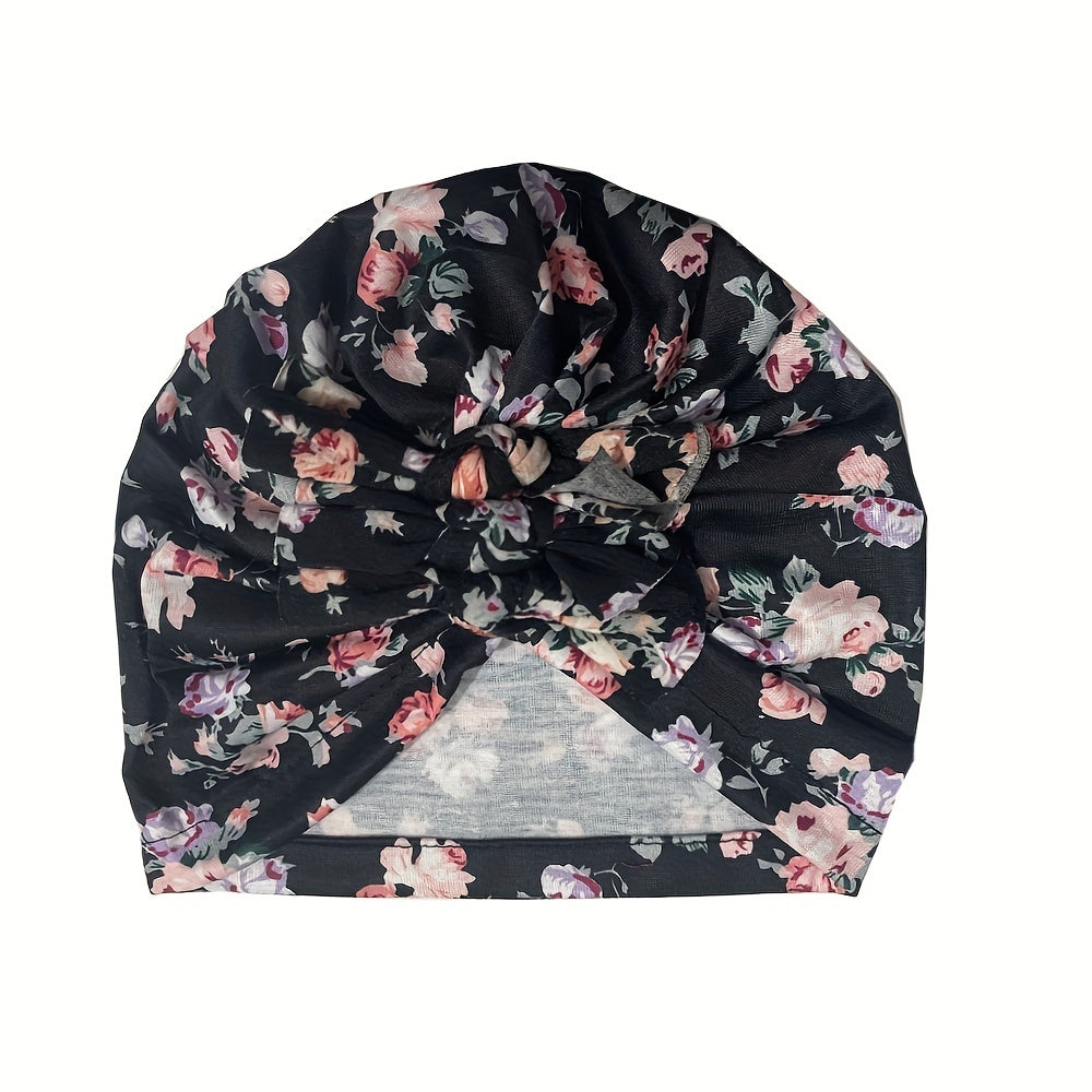 Kids Spring Autumn Hat Soft Knitted Folded Bow Print Baby Baby Hat