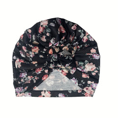 Kids Spring Autumn Hat Soft Knitted Folded Bow Print Baby Baby Hat