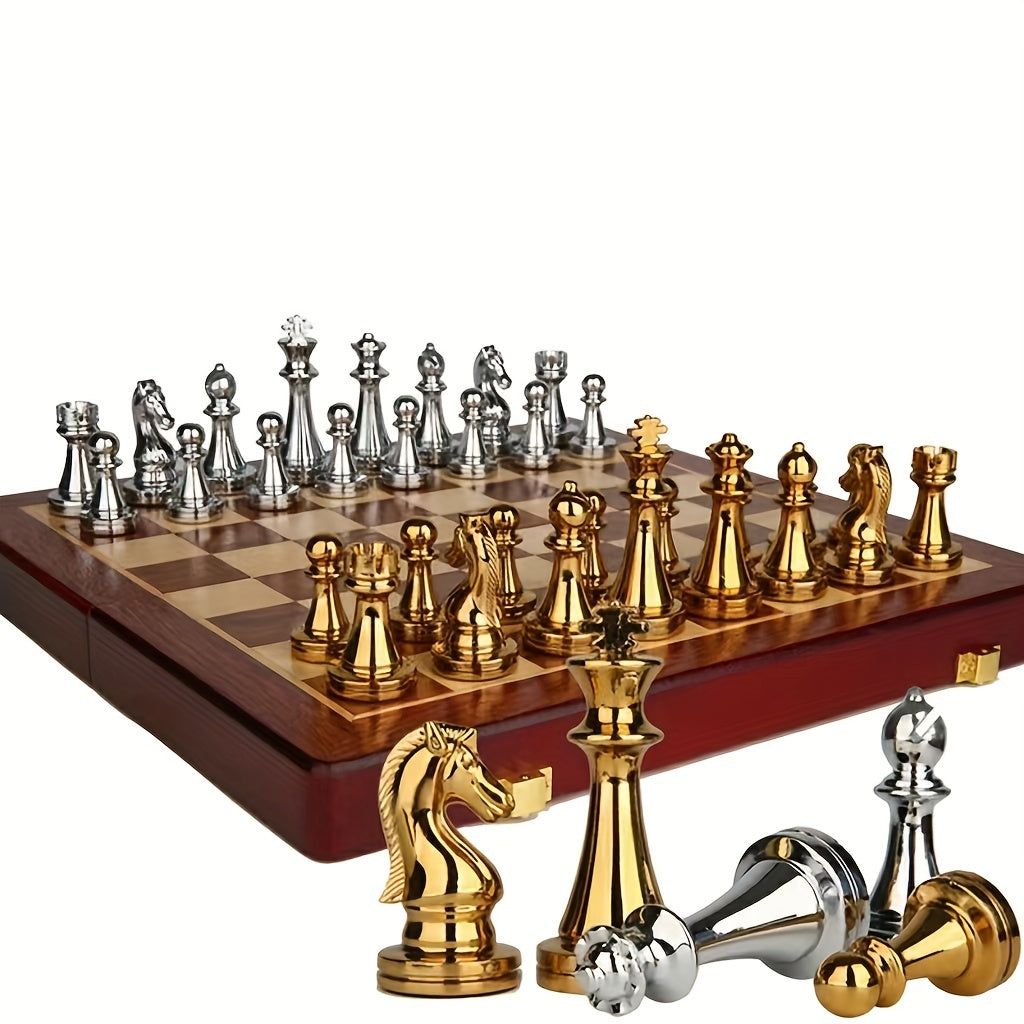 Solid Wood Chess Set with Metal Weighted Pieces