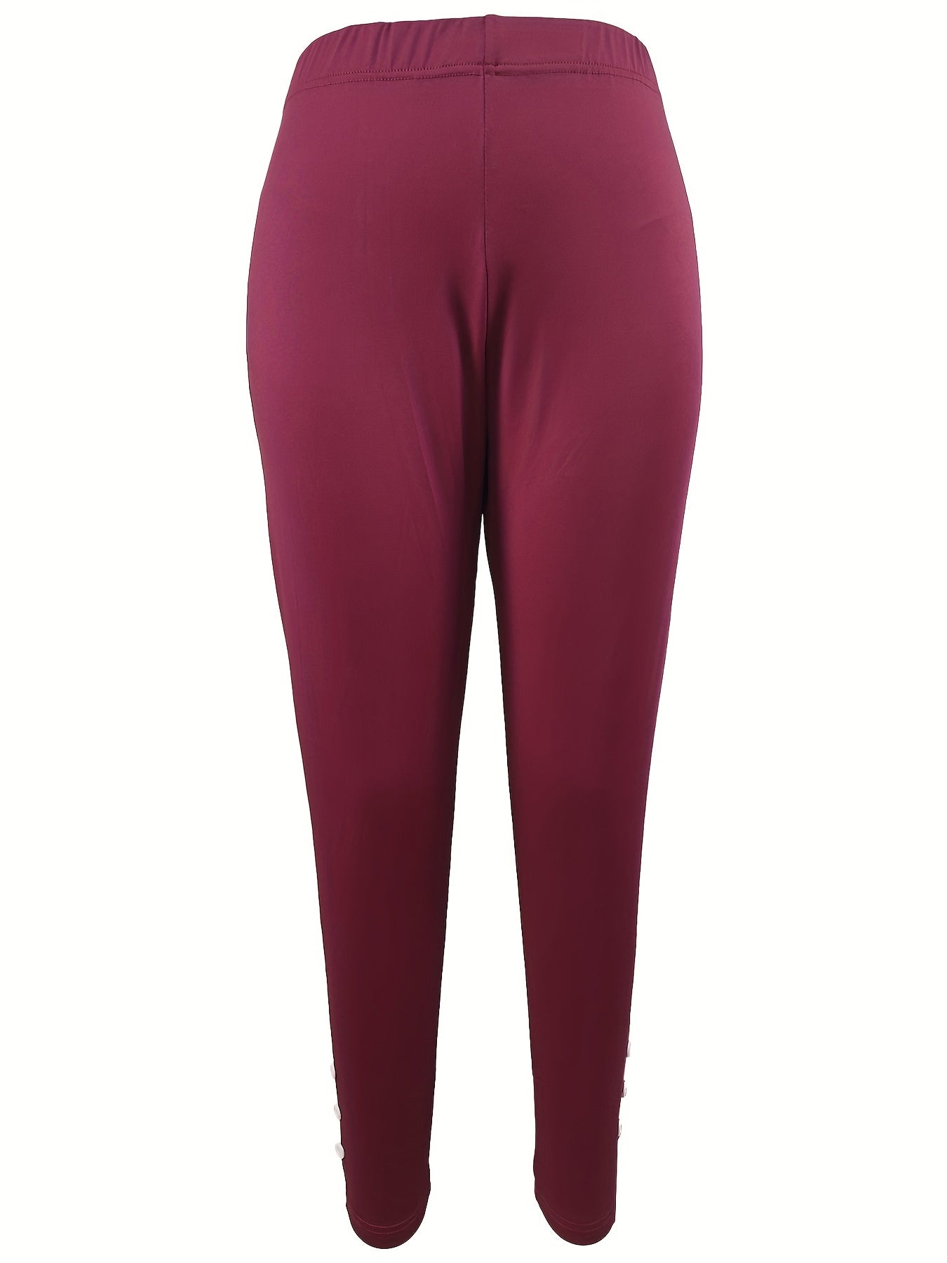  Solid Faux Pearl High Rise Fitness Leggings