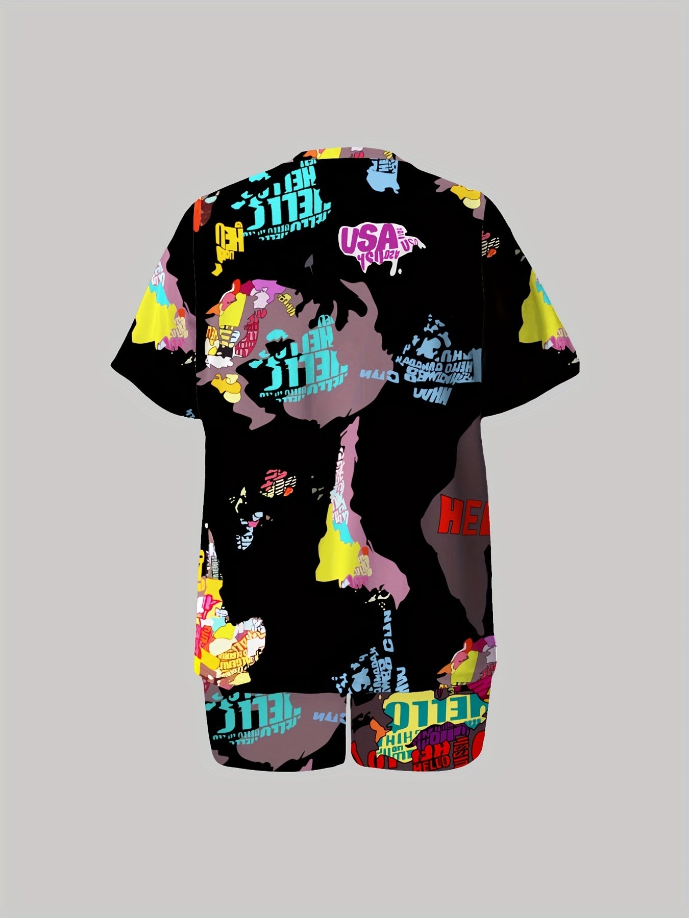 Casual Outfits Two Piece Set Women's Plus Letter & Map Print