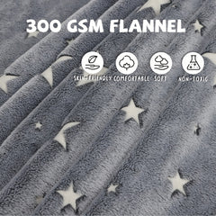 Kids Glow In The Dark Blanket Soft Cozy Warm Fuzzy Throw Blanket Gray