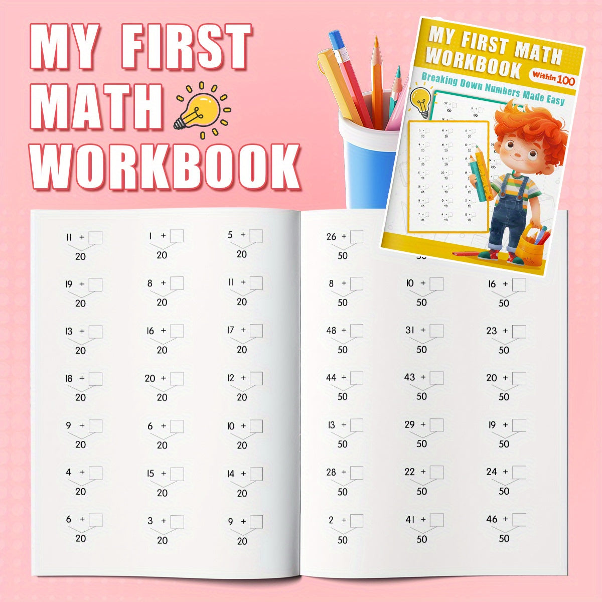 Math Workbook Kids 4-6: 100 Fun Practice Pages