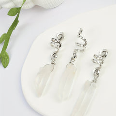 3pc Natural Crystal Swirl Bead Hair Ring Charm Hair Accessories