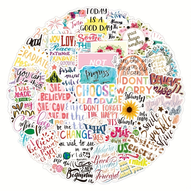 50 Pcs Quote Stickers Positive Motivational Waterproof Vinyl Stickers