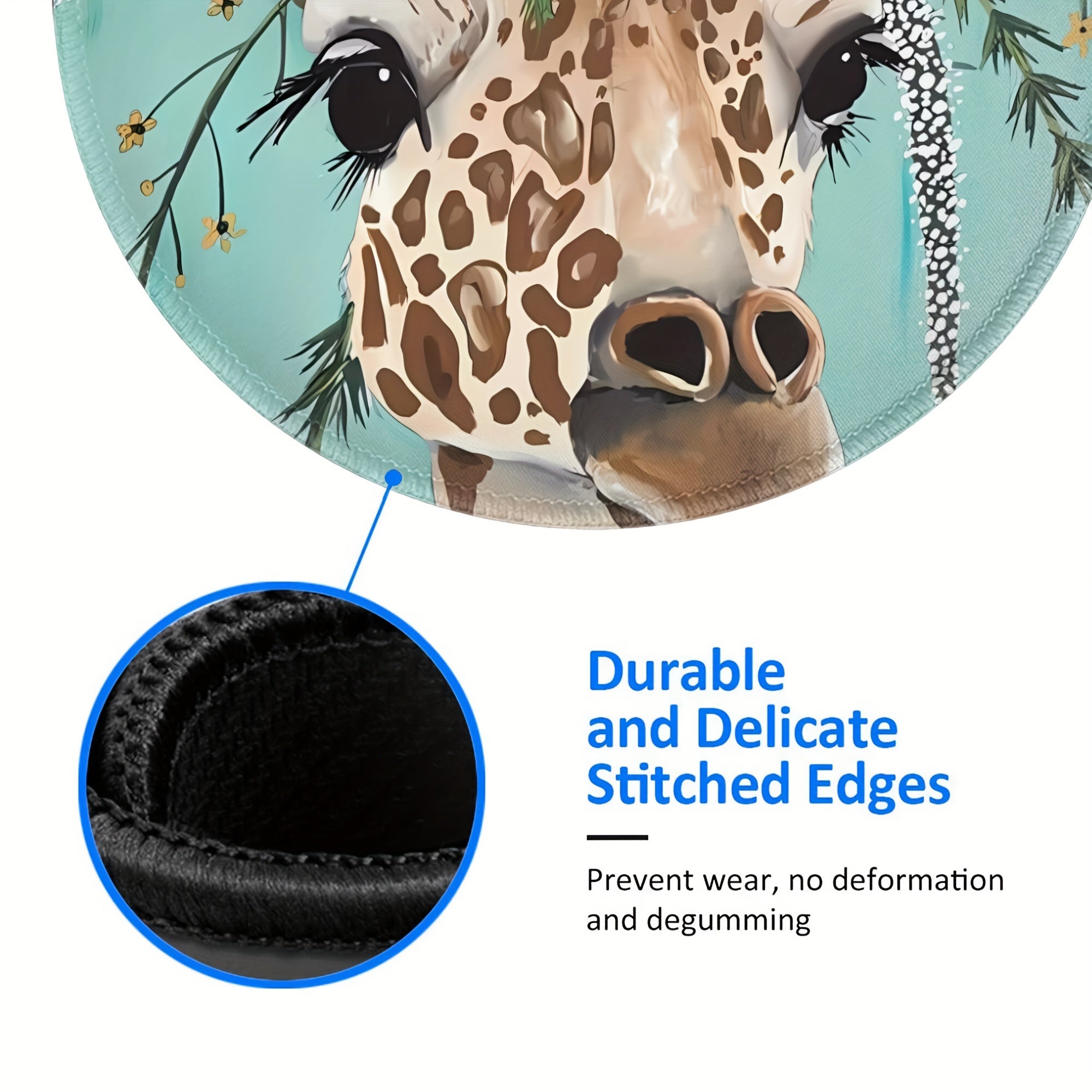 Gentle Giraffe Mouse Pad Round Non-slip Rubber Mouse Mat for Office Computers