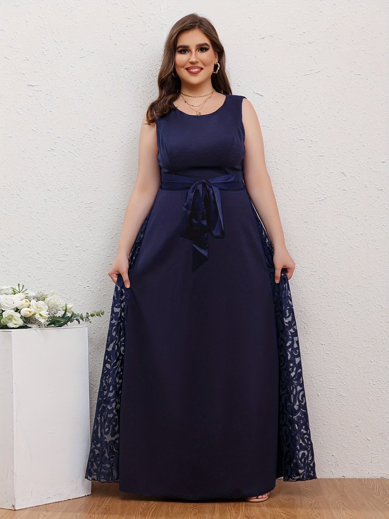 Maxi Formal Party Dress With Belt
