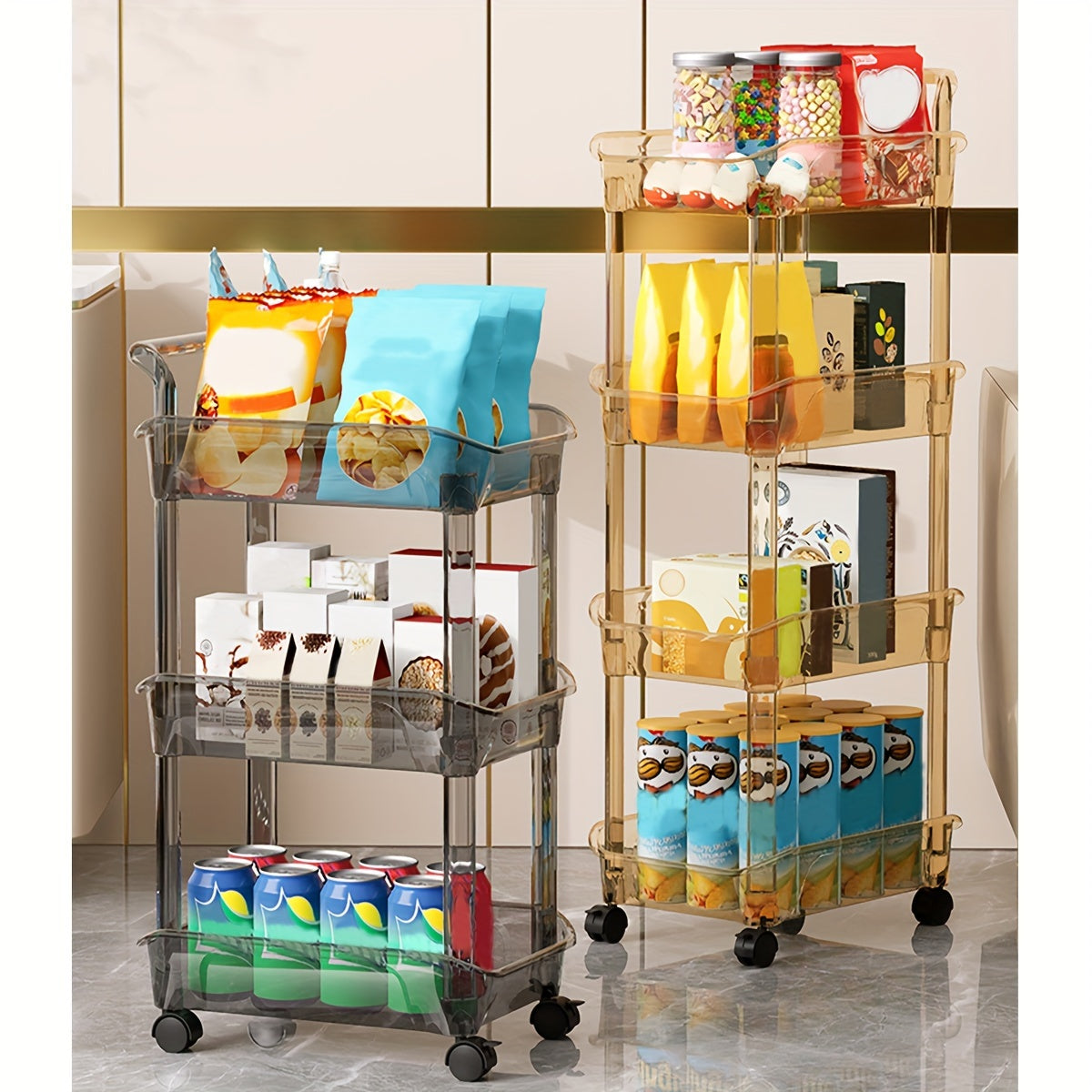 Plastic 4-Layer Storage Rack Large Capacity Snack Seasoning Kitchen Living Room