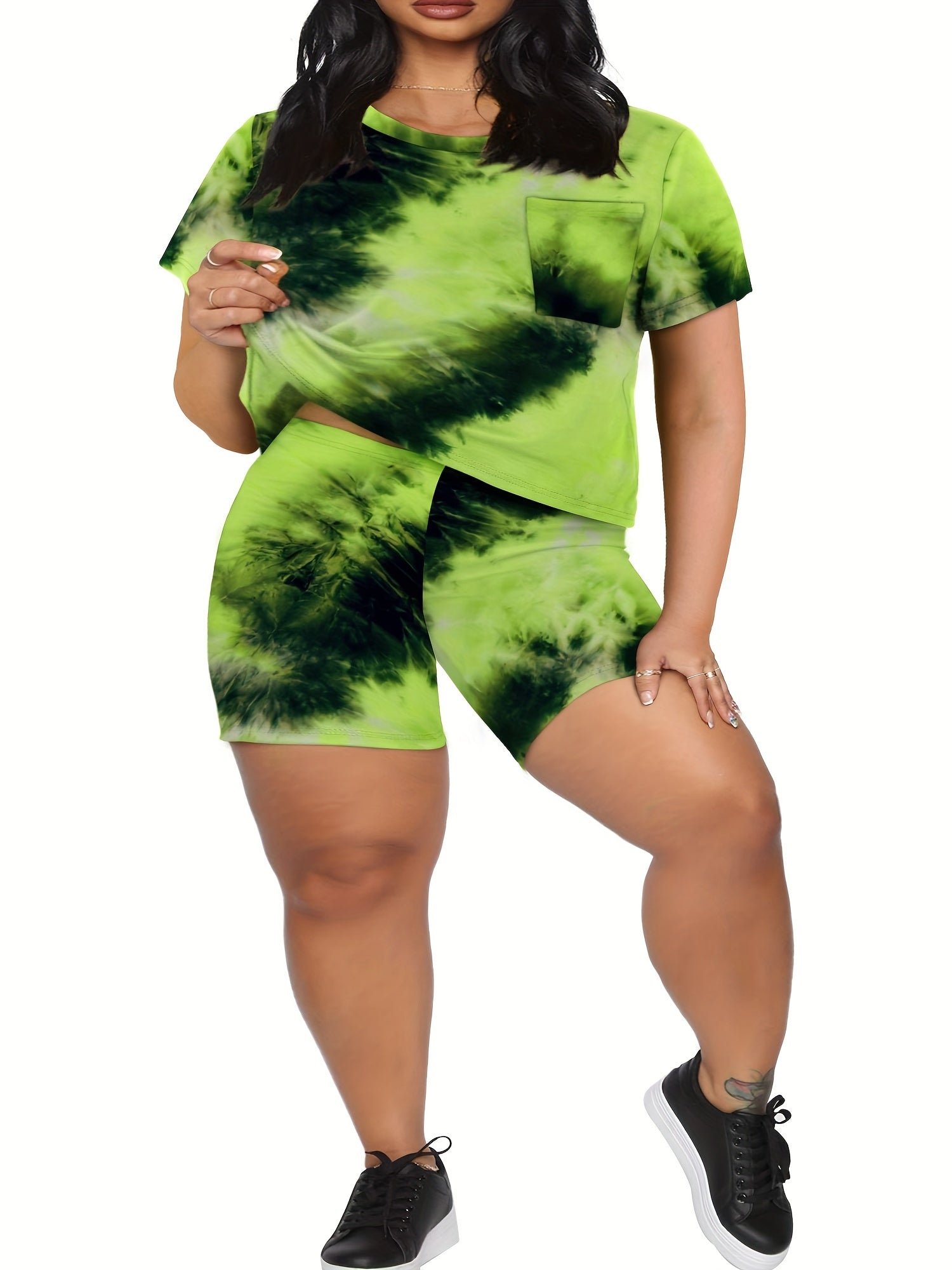  Tie Dye Crew Neck Top & Shorts Set