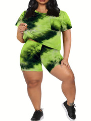  Tie Dye Crew Neck Top & Shorts Set